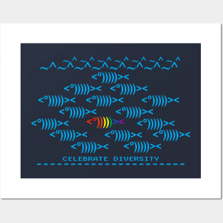 Celebrate Diversity LGBT Rainbow Fish School Keyboard Art Biology Geek Nerd Posters and Art